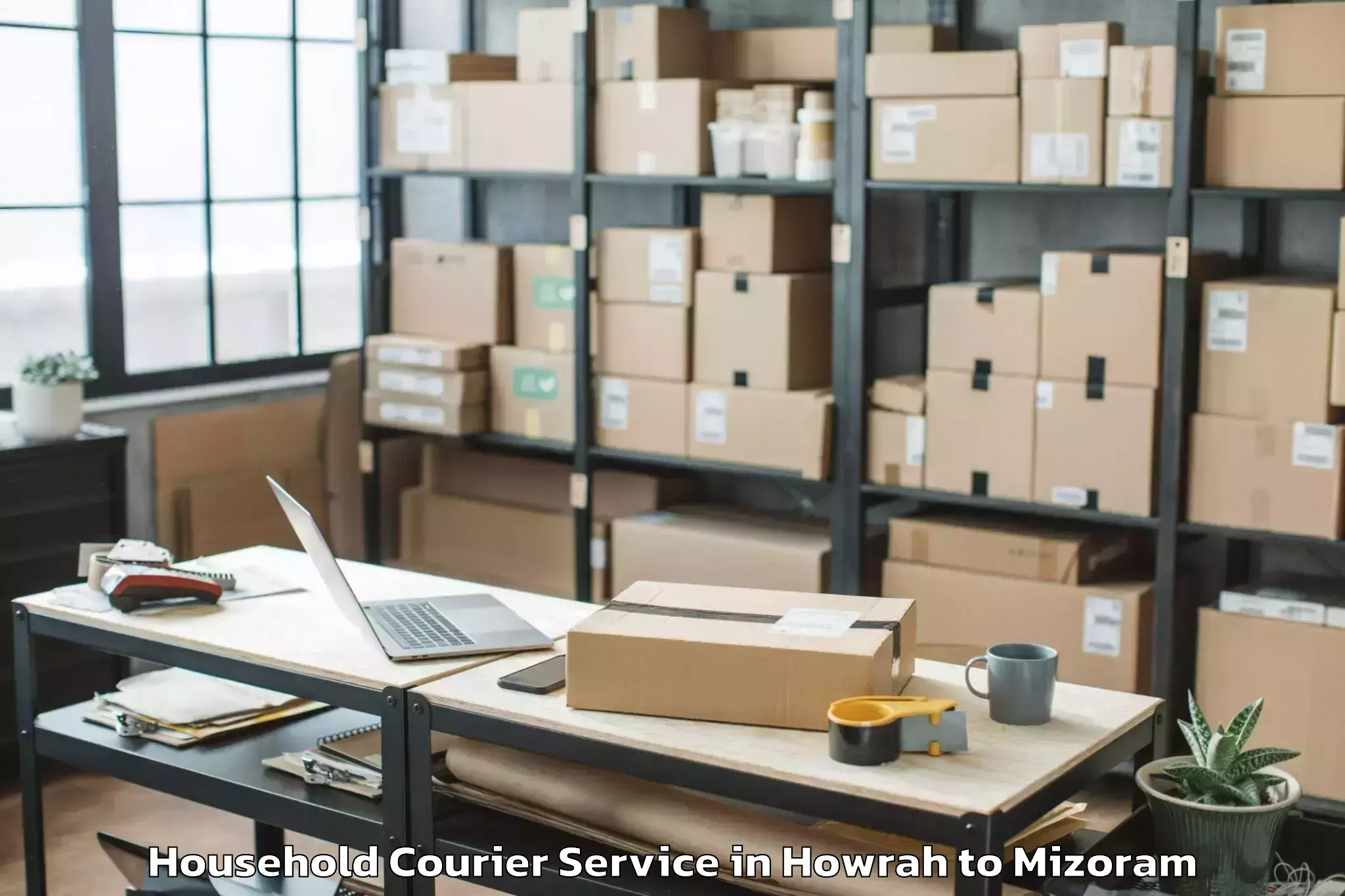 Affordable Howrah to Thenzawl Household Courier